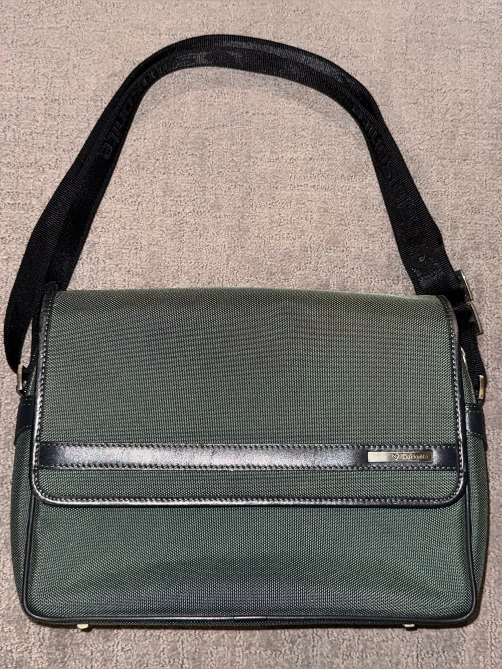 Vintage Samsonite Dark Green Laptop Messenger Crossbody Bag